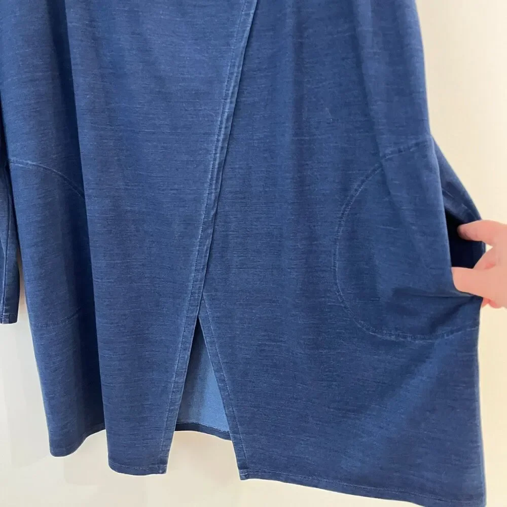 Pure J Jill Indigo Long Sleeve Wrap Cardigan In Ocean Wash Womens Sz L NWT - Picture 10 of 13